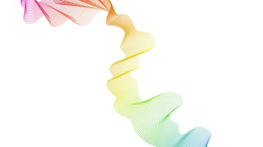 Beyaz zemin üzerinde renkli dalga gradyan çizgileri olan soyut arkaplan. Modern teknoloji arka planı, dalga tasarımı. Vektör illüstrasyonu