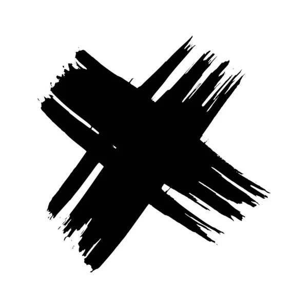 Hand Drawn Brush Cross Symbol Black Sketch Cross Symbol White — Stockvector
