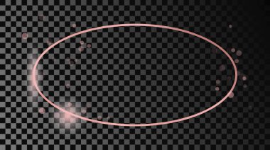 Koyu şeffaf arka planda izole edilmiş gül sarısı, oval şekilli bir çerçeve. Parlak efektli parlak bir çerçeve. Vektör illüstrasyonu