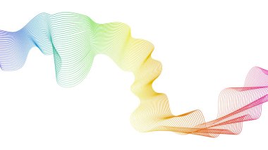 Beyaz zemin üzerinde renkli dalga gradyan çizgileri olan soyut arkaplan. Modern teknoloji arka planı, dalga tasarımı. Vektör illüstrasyonu
