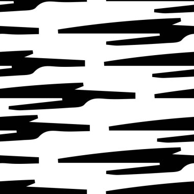 Beyaz arka planda soyut şekillerde siyah kalem fırça darbeleriyle kusursuz desen. Vektör illüstrasyonu