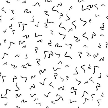 Siyah çizim elli kusursuz desen beyaz arkaplana karalamalı şekil çizmiş. Soyut grunge dokusu. Vektör illüstrasyonu