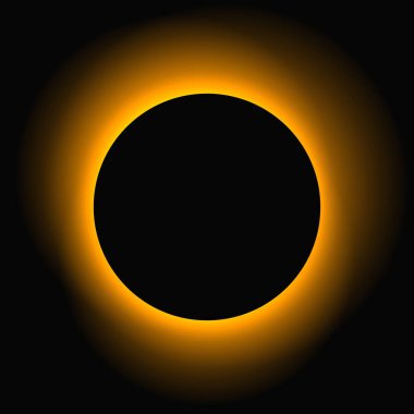 Circle illuminate frame with gradient. Orange round neon banner isolated on black background. Vector illustration