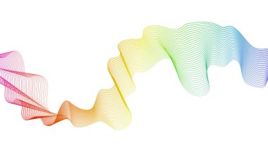 Beyaz zemin üzerinde renkli dalga gradyan çizgileri olan soyut arkaplan. Modern teknoloji arka planı, dalga tasarımı. Vektör illüstrasyonu