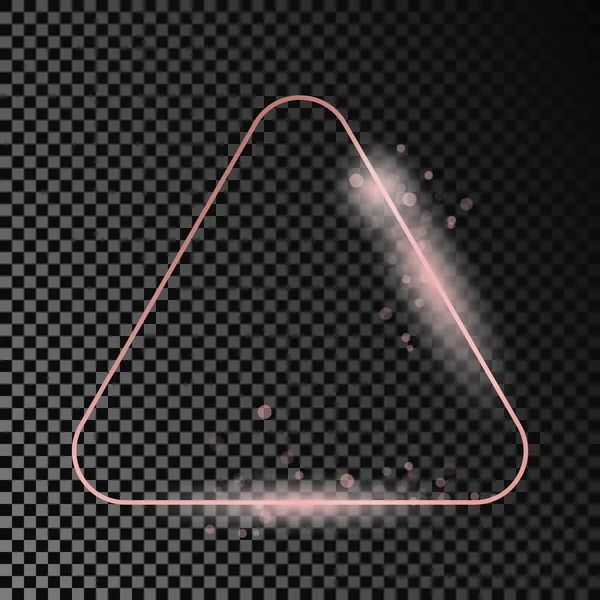 玫瑰金光闪闪的圆形三角形框架隔离在黑暗透明的背景 具有发光效果的新框架 矢量说明 — 图库矢量图片