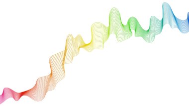 Beyaz zemin üzerinde renkli dalga gradyan çizgileri olan soyut arkaplan. Modern teknoloji arka planı, dalga tasarımı. Vektör illüstrasyonu