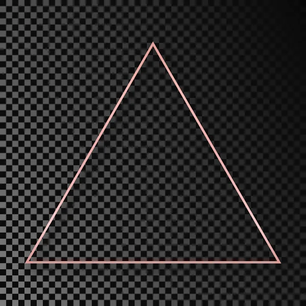 Rose Gold Glowing Triangle Frame Shadow Isolated Dark Transparent Background — Stockový vektor