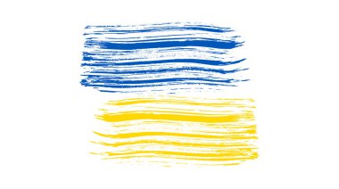 Grunge tarzında Ukrayna ulusal bayrağı. Ukrayna 'nın fırça darbesi bayrağıyla boyanmış. Vektör illüstrasyonu