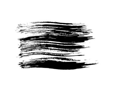 Siyah fırça darbesi. El çizimi mürekkep lekesi beyaz arka planda izole edilmiş. Vektör illüstrasyonu