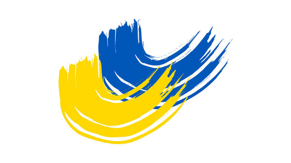 Ukrainian national flag in grunge style. Painted with a brush stroke flag of Ukraine. Vector illustration