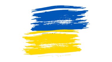 Grunge tarzında Ukrayna ulusal bayrağı. Ukrayna 'nın fırça darbesi bayrağıyla boyanmış. Vektör illüstrasyonu
