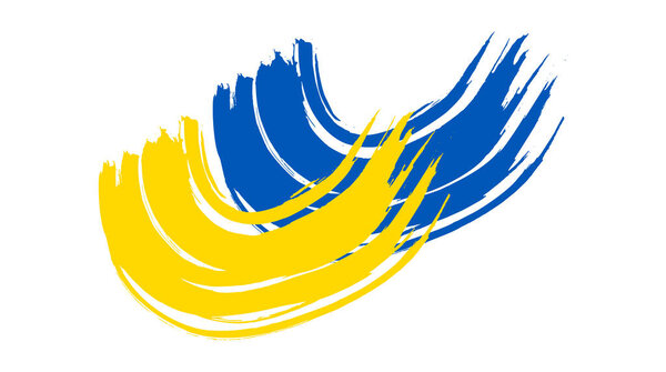 Ukrainian national flag in grunge style. Painted with a brush stroke flag of Ukraine. Vector illustration