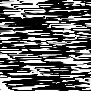 Beyaz arka planda soyut şekillerde siyah kalem fırça darbeleriyle kusursuz desen. Vektör illüstrasyonu
