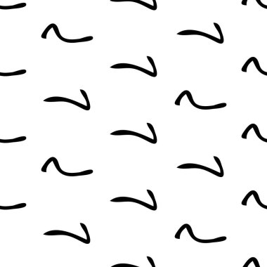 Siyah çizim elli kusursuz desen beyaz arkaplana karalamalı şekil çizmiş. Soyut grunge dokusu. Vektör illüstrasyonu