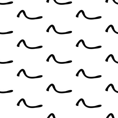 Siyah çizim elli kusursuz desen beyaz arkaplana karalamalı şekil çizmiş. Soyut grunge dokusu. Vektör illüstrasyonu