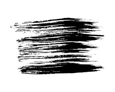 Siyah fırça darbesi. El çizimi mürekkep lekesi beyaz arka planda izole edilmiş. Vektör illüstrasyonu