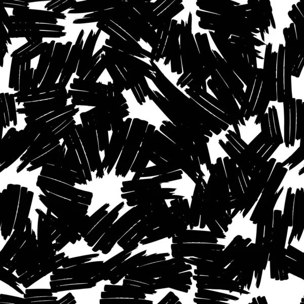 Seamless Pattern Black Marker Scribbles White Background Vector Illustration —  Vetores de Stock