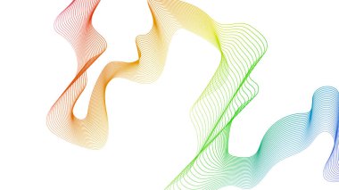 Beyaz zemin üzerinde renkli dalga gradyan çizgileri olan soyut arkaplan. Modern teknoloji arka planı, dalga tasarımı. Vektör illüstrasyonu