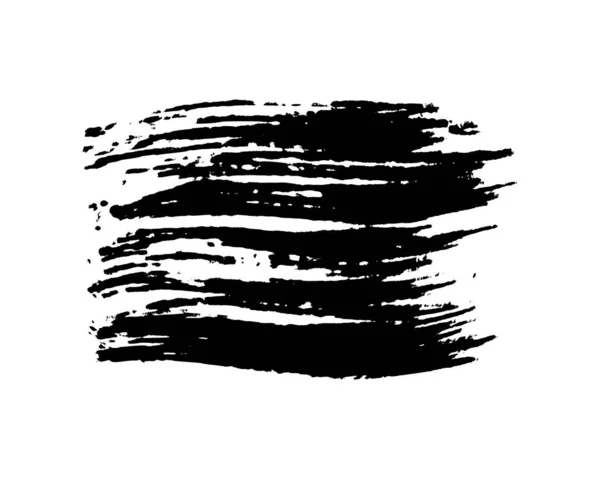 Pennellata Nera Macchia Inchiostro Disegnata Mano Isolata Sfondo Bianco Illustrazione — Vettoriale Stock
