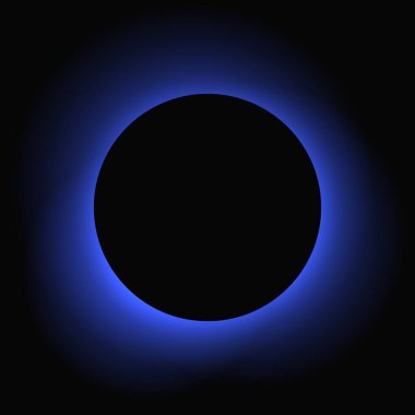 Circle illuminate frame with gradient. Blue round neon banner isolated on black background. Vector illustration