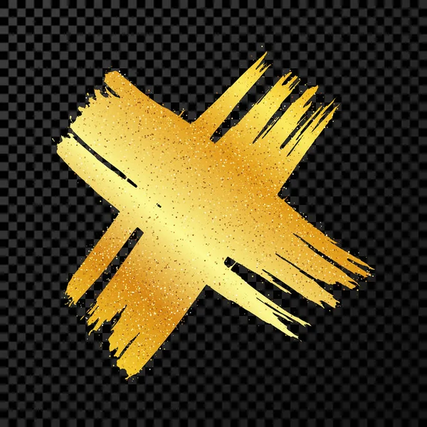 Pennello Disegnato Mano Croce Simbolo Simbolo Croce Schizzo Oro Sfondo — Vettoriale Stock