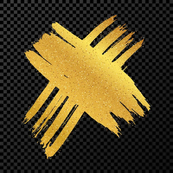 Handgezeichnetes Pinselkreuz Symbol Goldene Skizze Kreuzsymbol Auf Dunklem Transparentem Hintergrund — Stockvektor