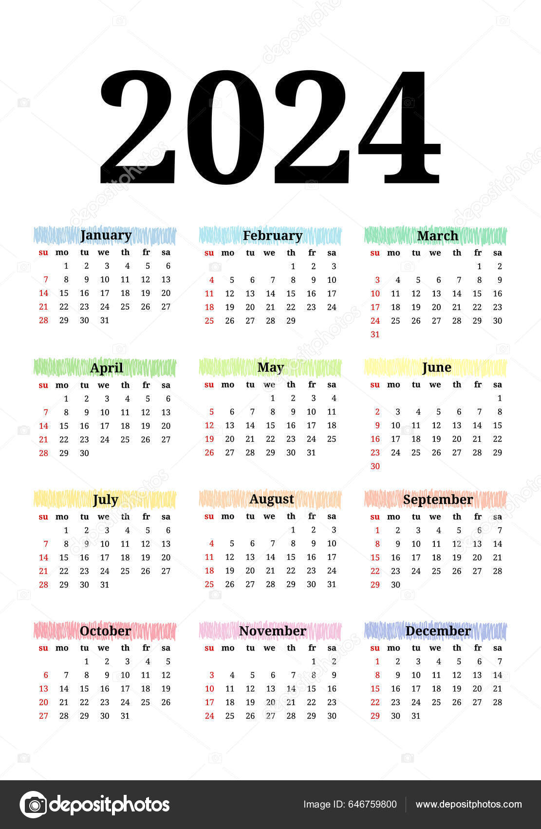 Calendar for 2024  Calendar vector, Vertical calendar, Calendar