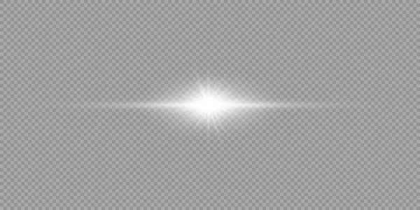 Světelný Efekt Záblesků Objektivu Bílý Horizontálně Zářící Světelný Třeskající Efekt — Stockový vektor