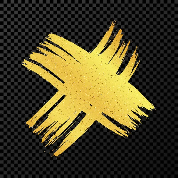 Hand Drawn Brush Cross Symbol Gold Sketch Cross Symbol Dark — Image vectorielle