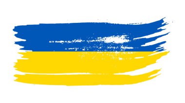 Grunge tarzında Ukrayna ulusal bayrağı. Ukrayna 'nın fırça darbesi bayrağıyla boyanmış. Vektör illüstrasyonu