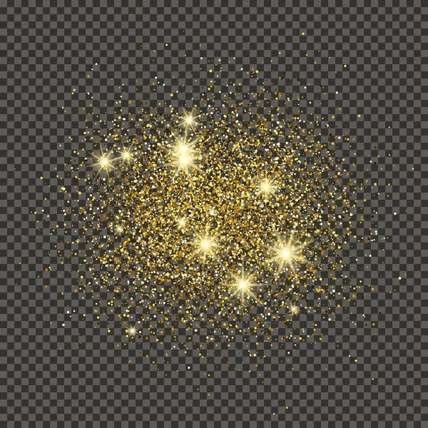Золотий Блискучий Пил Сірому Прозорому Фоні Пил Ефектом Золотистого Блиску — стоковий вектор