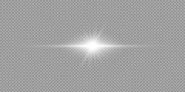 Licht Effect Van Lens Fakkels Wit Horizontaal Gloeiend Licht Starburst — Stockvector