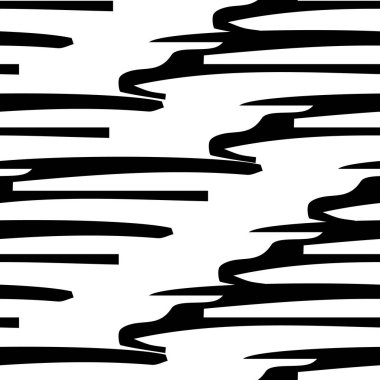 Beyaz arka planda soyut şekillerde siyah kalem fırça darbeleriyle kusursuz desen. Vektör illüstrasyonu