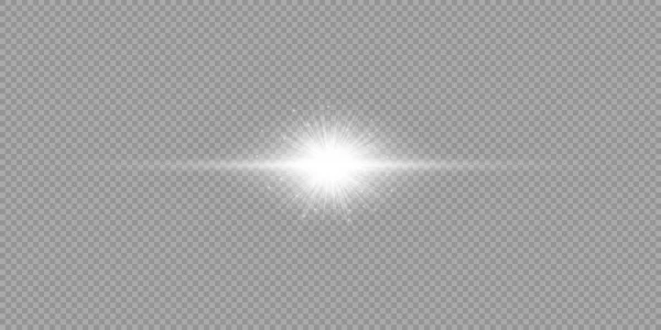Lichteffekt Von Linsenraketen Weißer Horizontal Glühender Licht Starburst Effekt Mit — Stockvektor