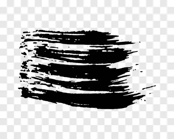 Pennellata Nera Macchia Inchiostro Disegnata Mano Isolata Sfondo Trasparente Illustrazione — Vettoriale Stock