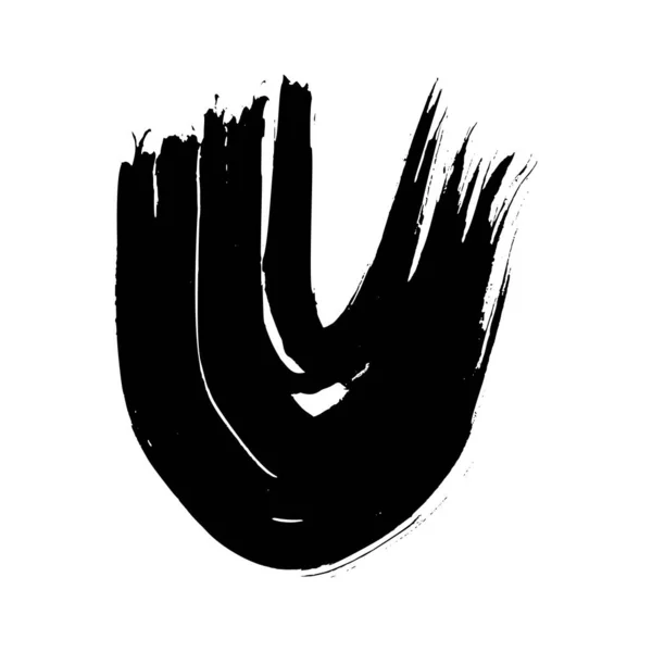 Black Grunge Semicircular Brush Strokes Painted Wavy Ink Stripes Ink — Vettoriale Stock