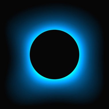 Circle illuminate frame with gradient. Blue round neon banner isolated on black background. Vector illustration