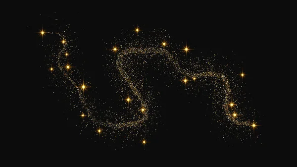 Oro Brillante Onda Confeti Polvo Estrellas Brillos Mágicos Dorados Sobre — Archivo Imágenes Vectoriales