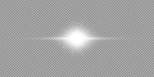 Efek Cahaya Dari Suar Lensa Efek Cahaya Pijar Horisontal Putih - Stok Vektor
