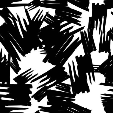 Seamless pattern with black marker scribbles on white background. Vector illustration