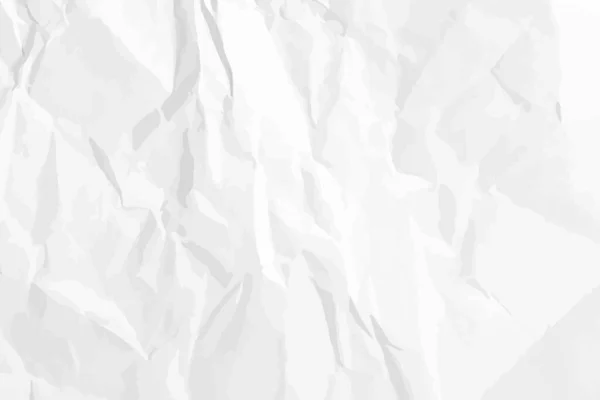 White Lean Crumpled Paper Background Horizontal Crumpled Empty Paper Template — Image vectorielle