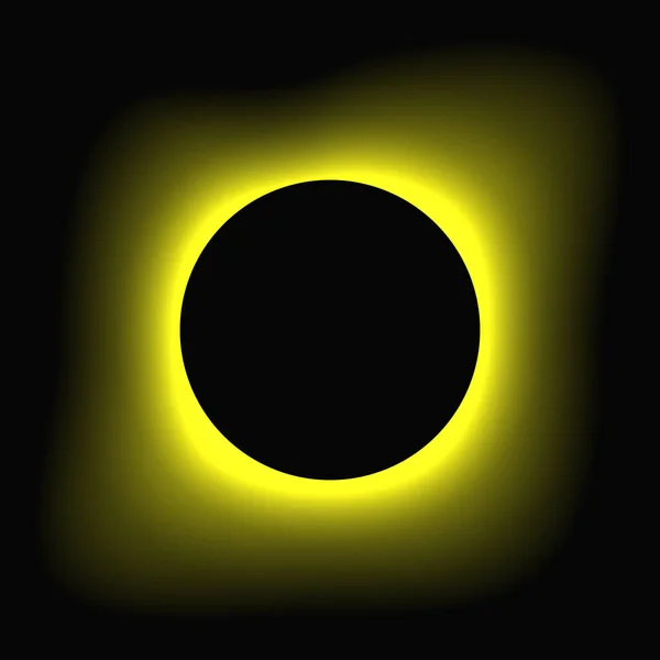 グラデーションのある丸照明フレーム 黄色の丸いネオンバナー黒の背景に隔離された ベクターイラスト — ストックベクタ