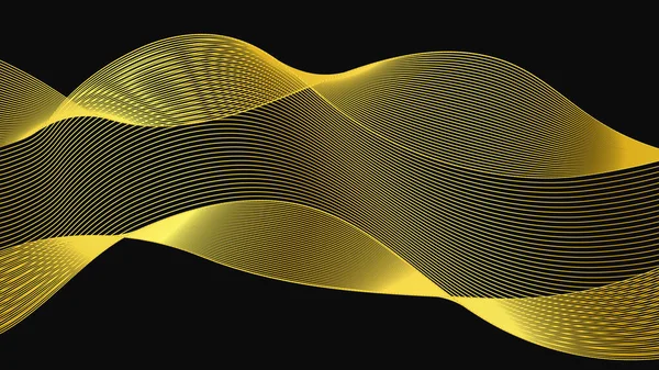 抽象的背景 金色的浪花 深色的背景 现代技术背景 波浪设计 矢量说明 — 图库矢量图片