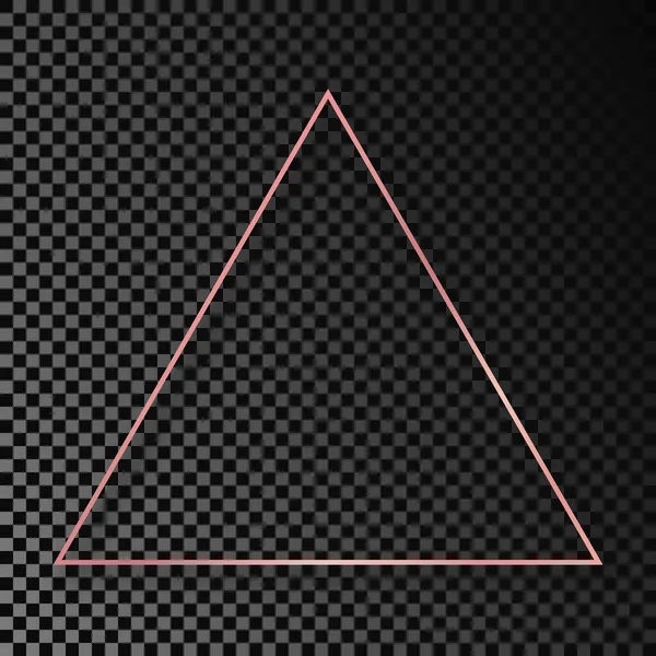 Rose Gold Glowing Triangle Frame Shadow Isolated Dark Transparent Background — Stockvektor