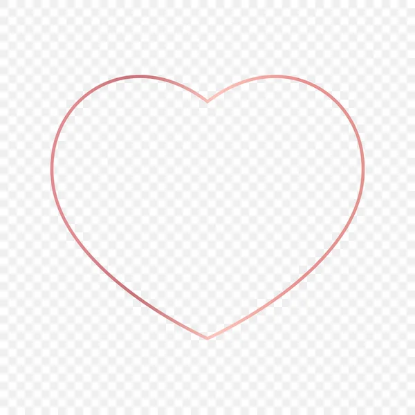 Ροζ Χρυσό Λαμπερό Πλαίσιο Σχήμα Καρδιάς Απομονώνονται Διαφανές Φόντο Γυαλιστερό — Διανυσματικό Αρχείο