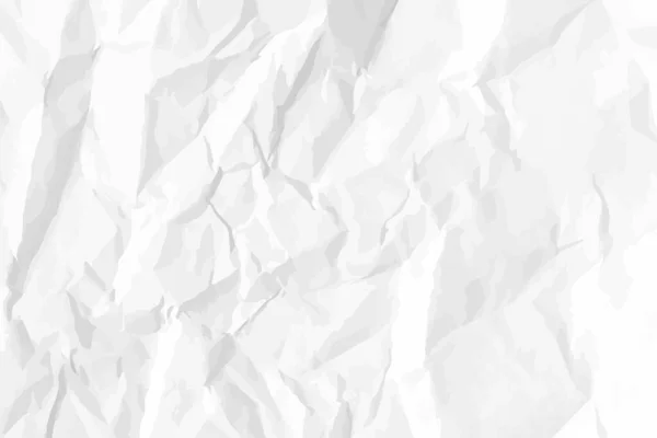 White Lean Crumpled Paper Background Horizontal Crumpled Empty Paper Template — Stockvektor