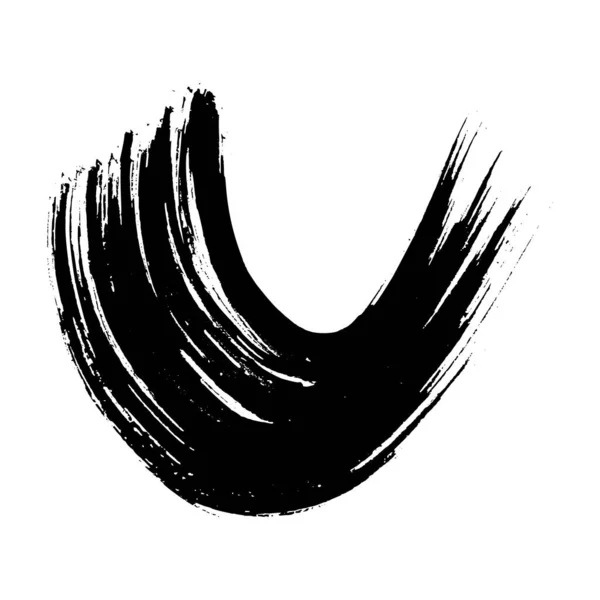 Black Grunge Semicircular Brush Strokes Painted Wavy Ink Stripes Ink — Stockový vektor
