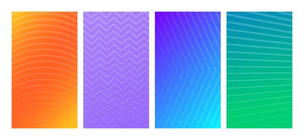 Set Modern Gradient Backgrounds Lines Header Banner Bright Geometric Abstract — Stock Vector