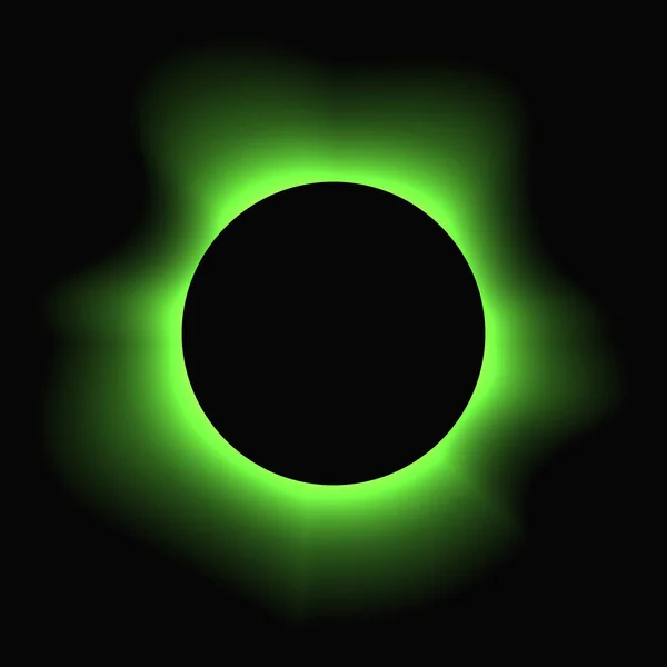 グラデーションのある丸照明フレーム 黒の背景に隔離された緑の丸いネオンバナー ベクターイラスト — ストックベクタ
