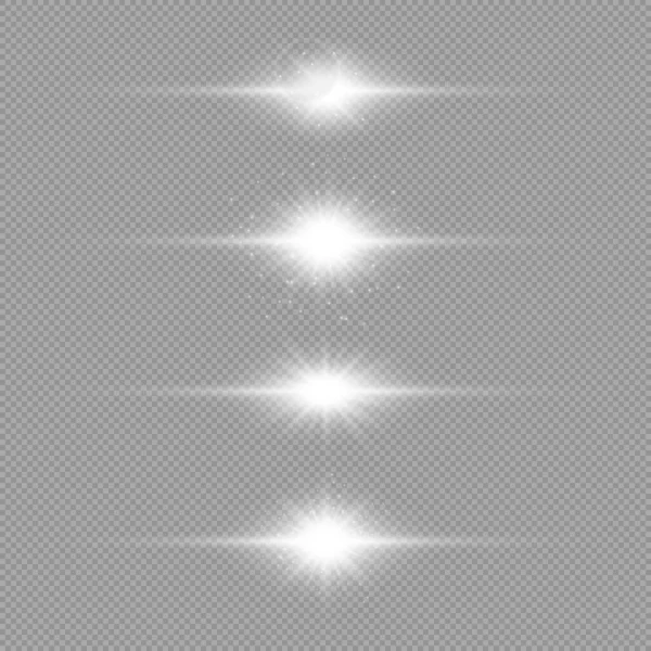 Efeito Luz Dos Flares Lente Conjunto Quatro Efeitos Explosão Estelar —  Vetores de Stock